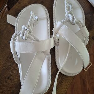 SCHUTZ White Braided Sandals